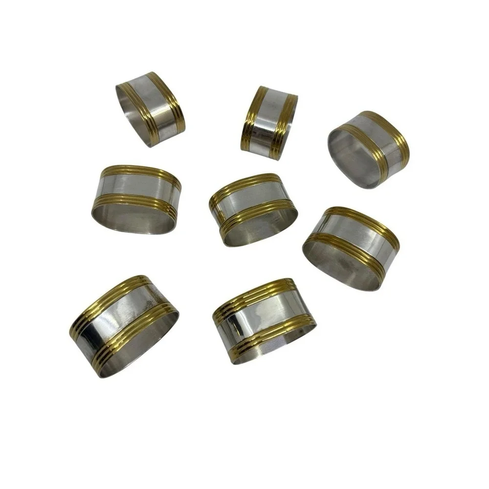 Napkin Rings Gold & Silver colored napkin rings modern set of 8‎